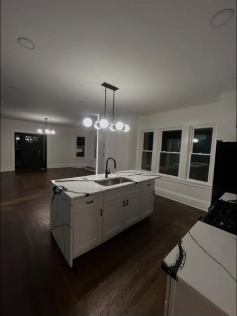 Kitchen island with marble countertop
